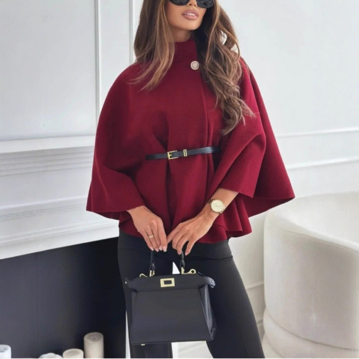 Finiks Gravity | Stand-Collar Batwing Sleeve Belted Cloak Jacket | Product image 21
