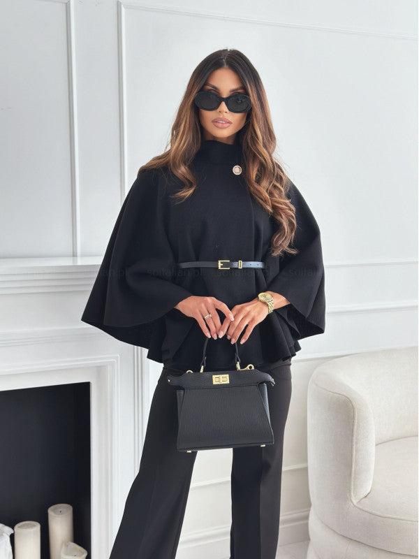 Finiks Gravity | Stand-Collar Batwing Sleeve Belted Cloak Jacket | Product image 12