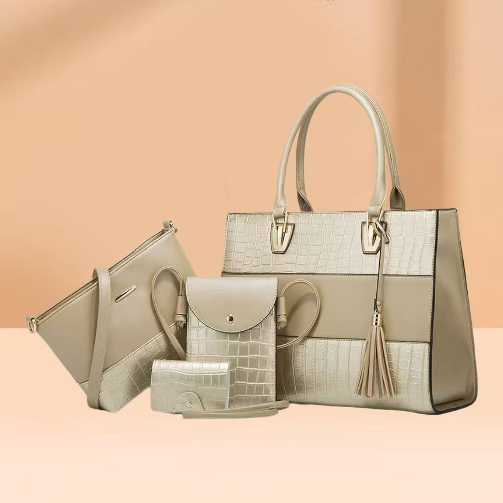 Finiks Gravity | Crocodile-Embossed Handbag & Crossbody Four-Piece Set | Product image 1