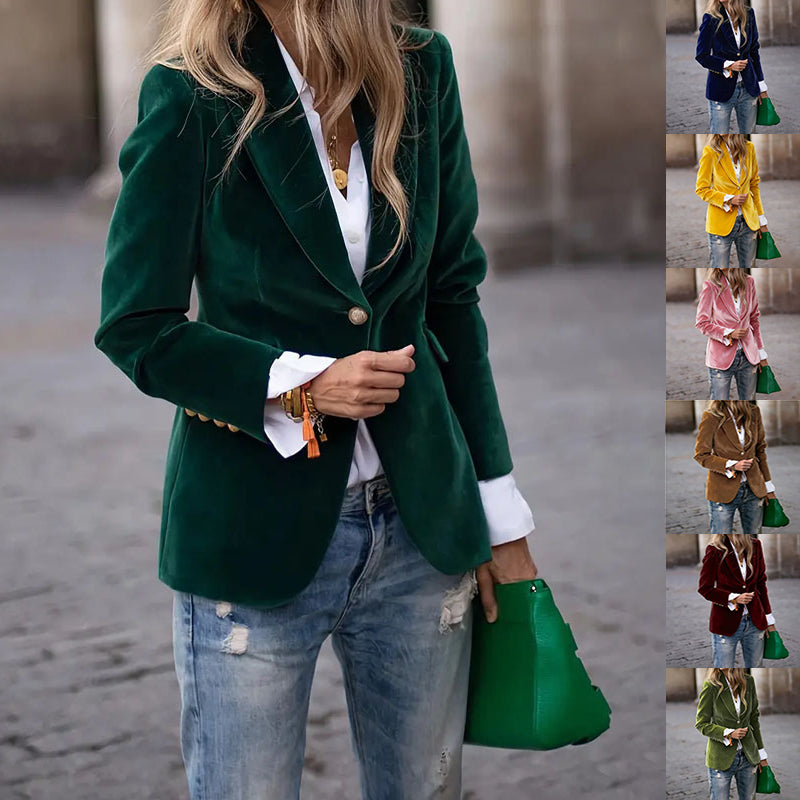 Velvet Lapel Slim-Fit Blazer