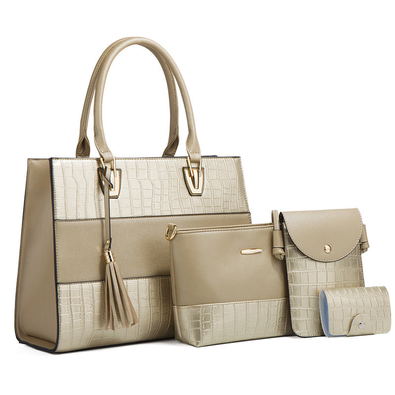 Finiks Gravity | Crocodile-Embossed Handbag & Crossbody Four-Piece Set | Product image 3