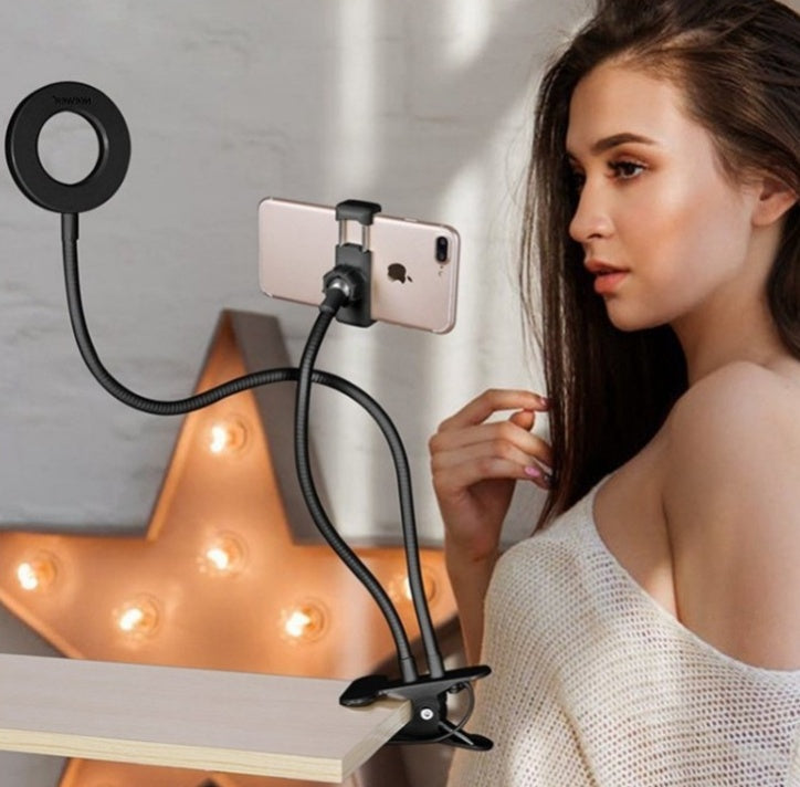 Adjustable LED Light with Phone Holder & Flexible Stand
