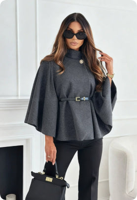 Finiks Gravity | Stand-Collar Batwing Sleeve Belted Cloak Jacket | Product image 14