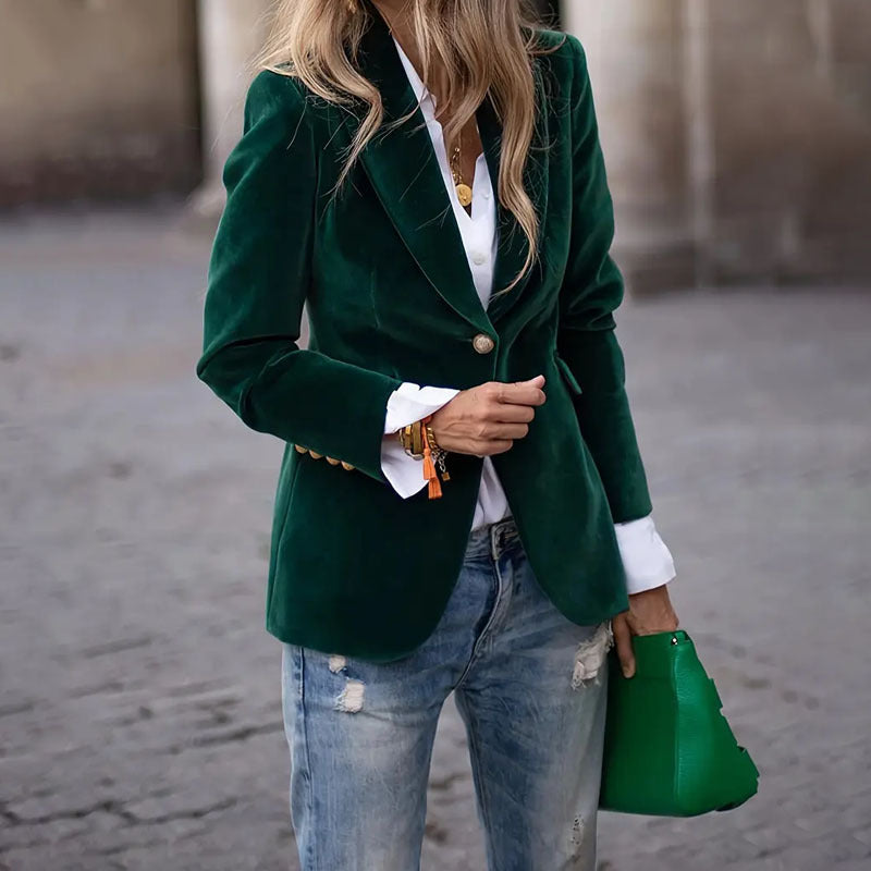 Velvet Lapel Slim-Fit Blazer - alternate view